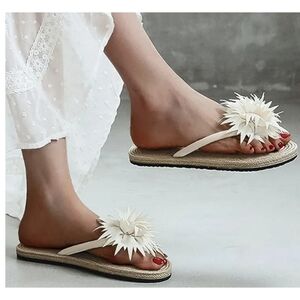 UIFLQXX Flower flip flops Cream Size L